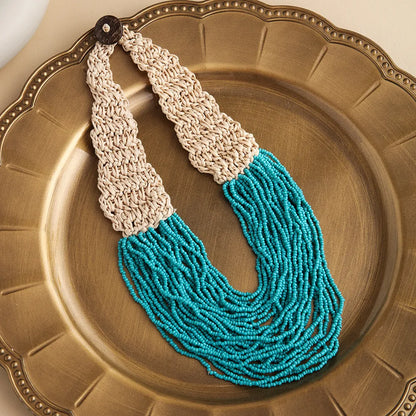 Ethnic Style U Shape Glass Knitting Women'S Necklace