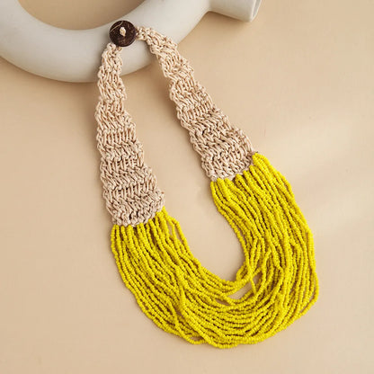 Ethnic Style U Shape Glass Knitting Women'S Necklace