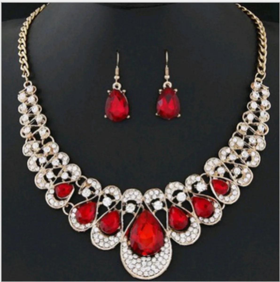 Ethnic Style Water Droplets Artificial Gemstones Zinc Wholesale Earrings Necklace