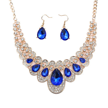 Ethnic Style Water Droplets Artificial Gemstones Zinc Wholesale Earrings Necklace