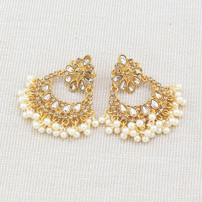 Ethnic Style Water Droplets Imitation Pearl Alloy Inlay Rhinestones Women's Chandelier Earrings