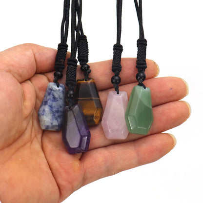 Ethnic Style Water Droplets Natural Stone Crystal Agate Pendant Necklace 1 Piece