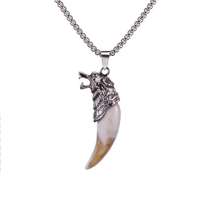 Ethnic Style Wolf Tooth Stainless Steel Alloy Inlay Acrylic Men'S Pendant Necklace