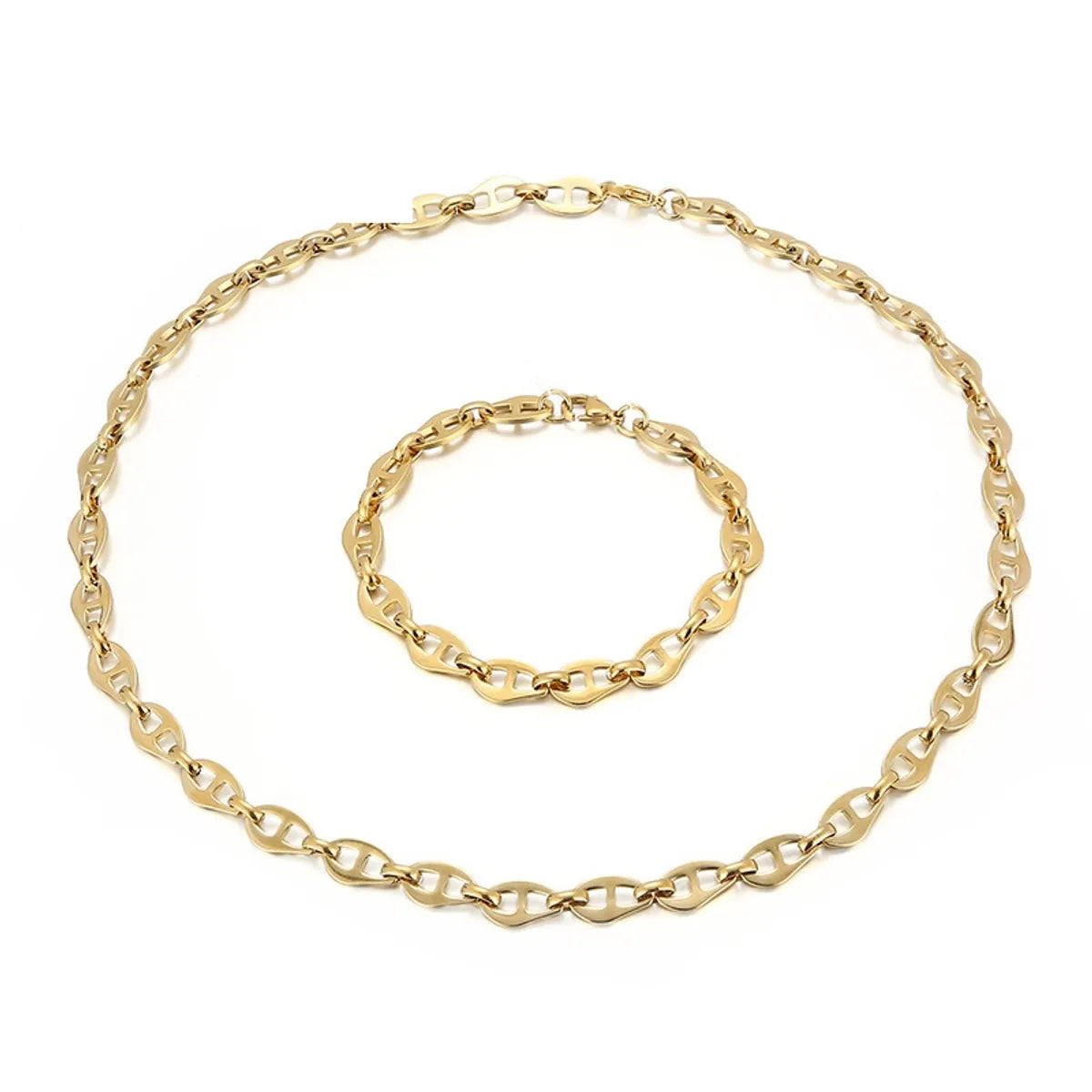 Europe America Geometric Chain 18k Gold-plated Necklace Bracelet Stainless Steel Jewelry