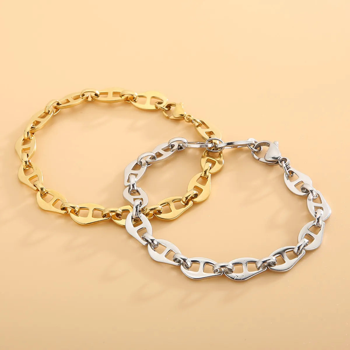 Europe America Geometric Chain 18k Gold-plated Necklace Bracelet Stainless Steel Jewelry