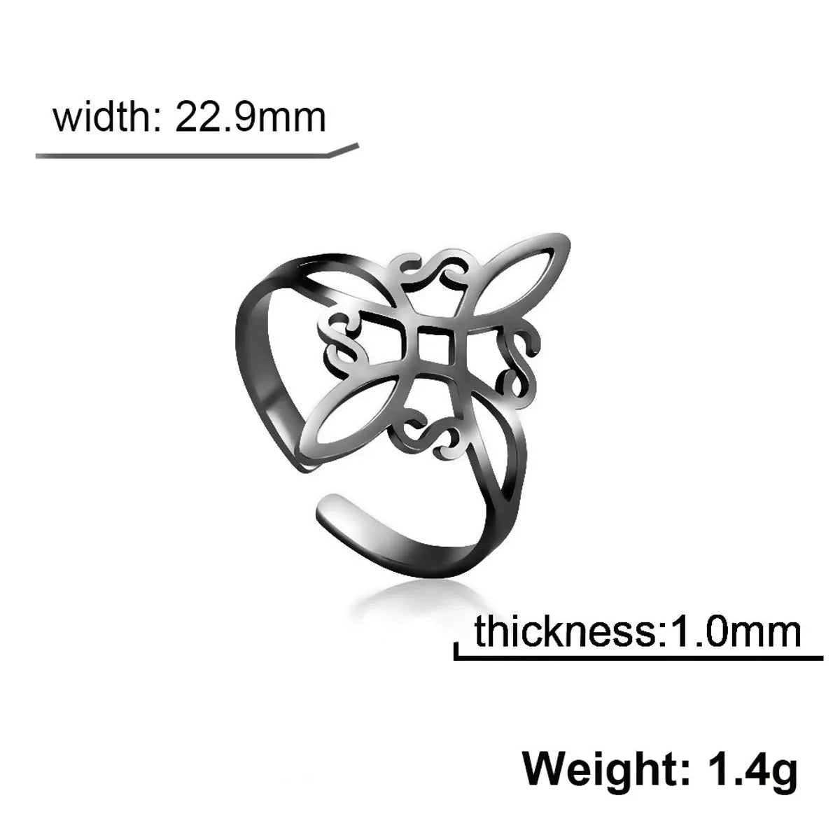 Europe And America Cross Border E-Commerce Jewelry Titanium Steel Square Celtic Knot Open Ring Women'S Stainless Steel Open Ring