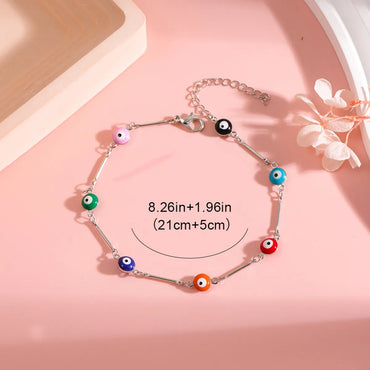 Copper Vacation Simple Style Plating Geometric Devil'S Eye Bracelets Anklet Necklace