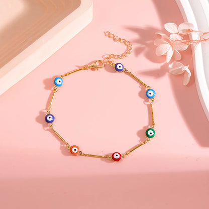 Copper Vacation Simple Style Plating Geometric Devil'S Eye Bracelets Anklet Necklace