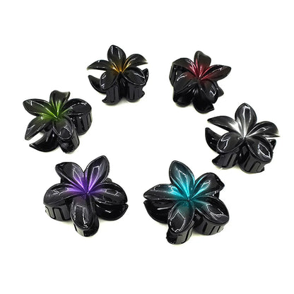 Europe And America Cross Border Hot Sale Plumeria Rubra Grip Black Bauhinia Side Barrettes Back Head Updo Shark Clip Hair Accessories