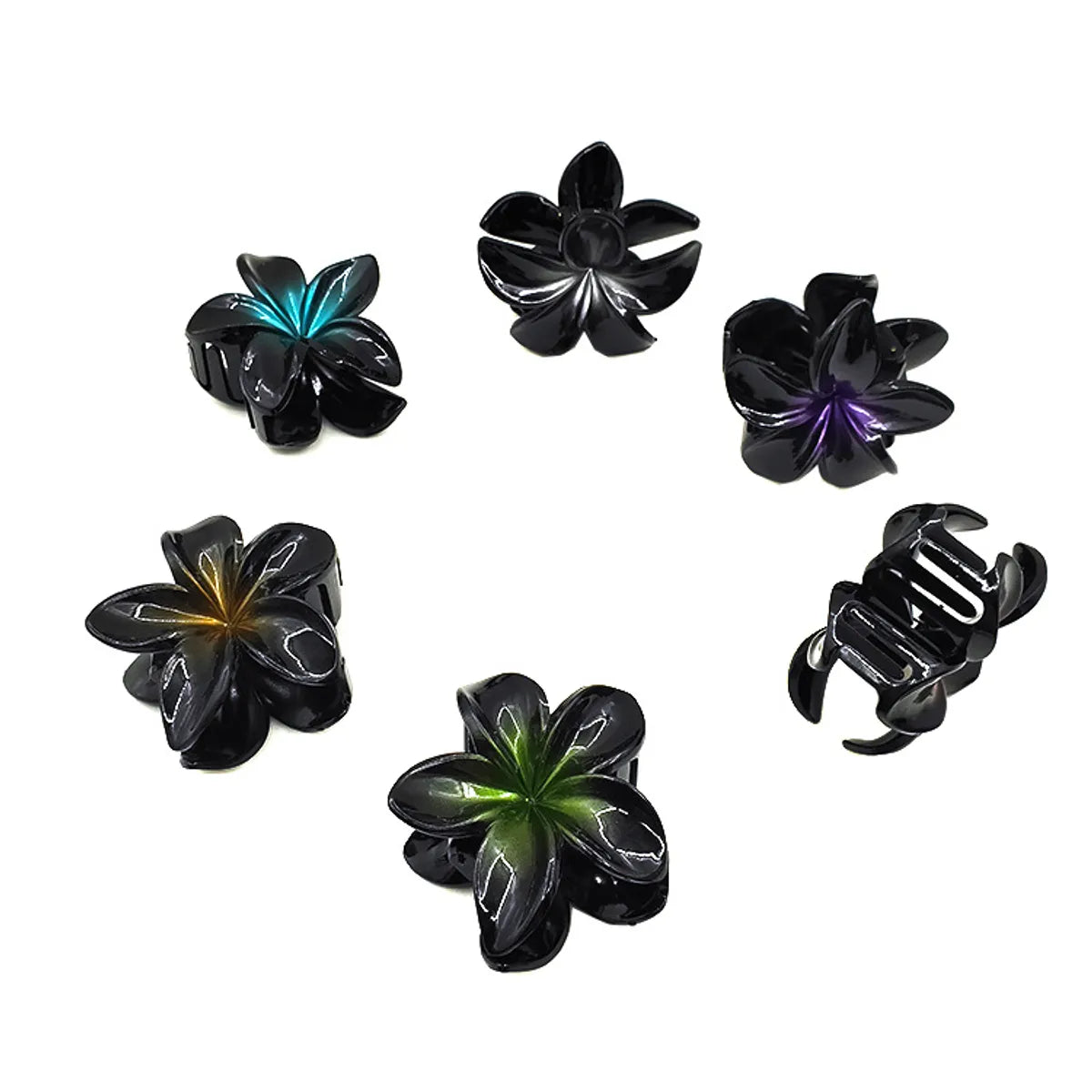 Europe And America Cross Border Hot Sale Plumeria Rubra Grip Black Bauhinia Side Barrettes Back Head Updo Shark Clip Hair Accessories