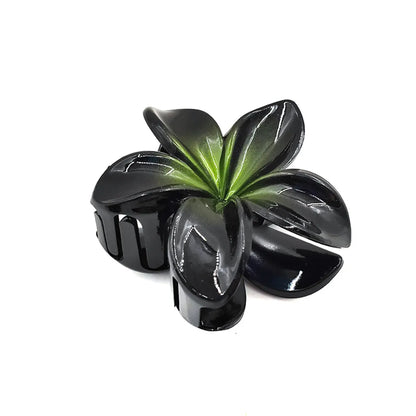 Europe And America Cross Border Hot Sale Plumeria Rubra Grip Black Bauhinia Side Barrettes Back Head Updo Shark Clip Hair Accessories