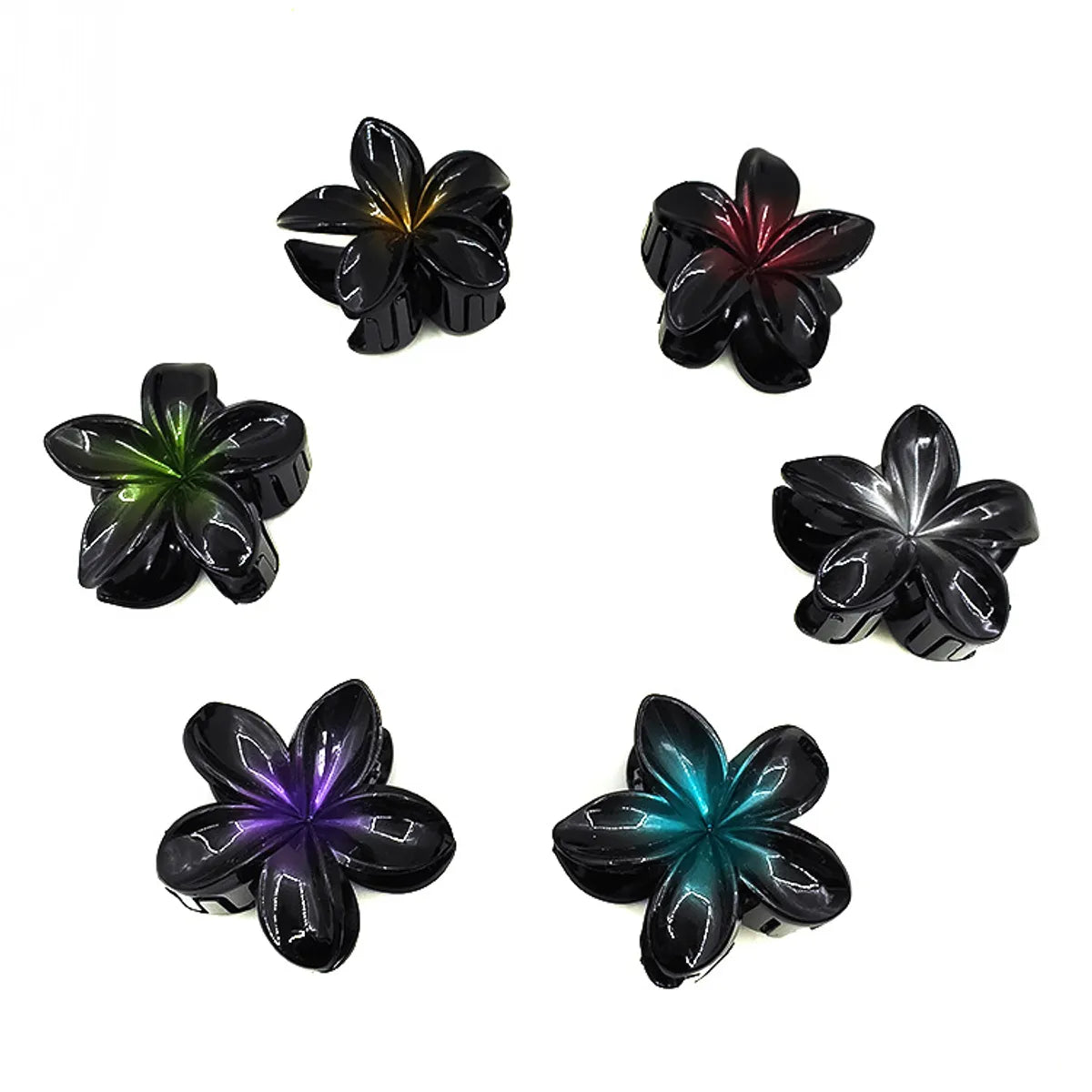 Europe And America Cross Border Hot Sale Plumeria Rubra Grip Black Bauhinia Side Barrettes Back Head Updo Shark Clip Hair Accessories