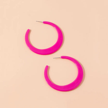 1 Pair Exaggerated C Shape Colorful Arylic Alloy Ear Studs