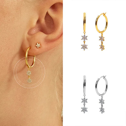 Europe And America Diamond Star Earrings Female Fashion Star Copper Earrings Wholesale