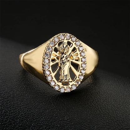 Europe And America Hot Sale New Copper-plated Gold Religious Jewelry Virgin Mary Open Ring