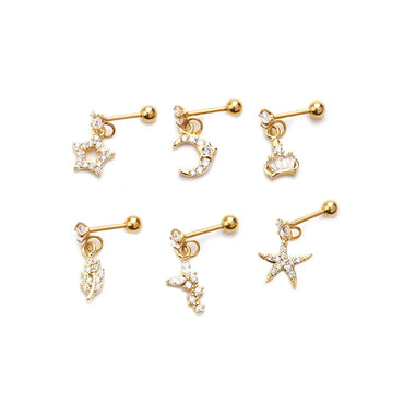 Fashion Pentagram Metal Earrings Ear Studs