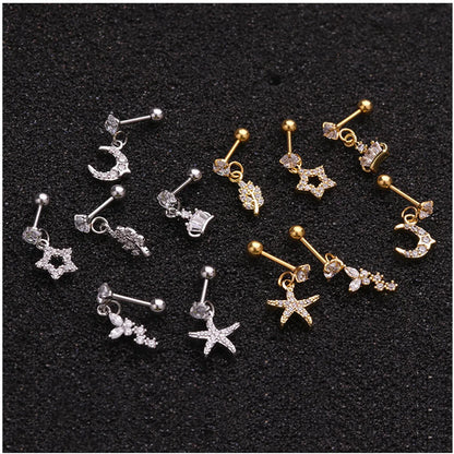 Fashion Pentagram Metal Earrings Ear Studs