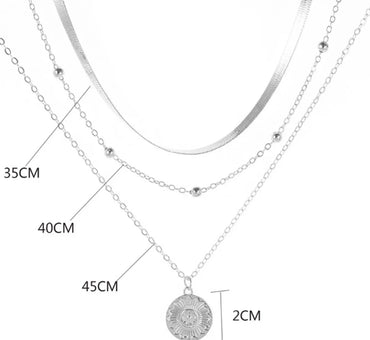 Europe And The United States Recommended Popular Fashion Personality New Simple Multi-Layer Lotus Pendant Necklace Women'S Blade Chain Neck Chain