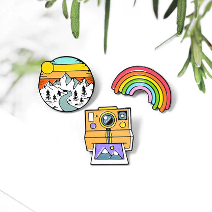 Europe Rainbow Drip Brooch Creative Cartoon Pattern Denim Bag Badge