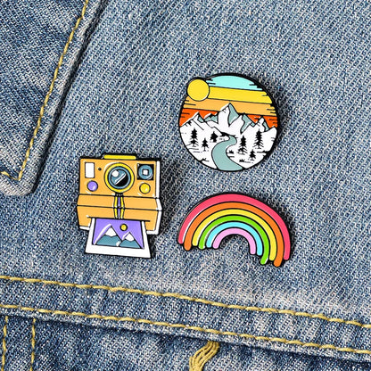 Europe Rainbow Drip Brooch Creative Cartoon Pattern Denim Bag Badge