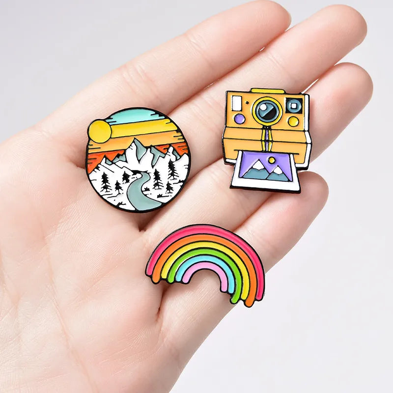 Europe Rainbow Drip Brooch Creative Cartoon Pattern Denim Bag Badge