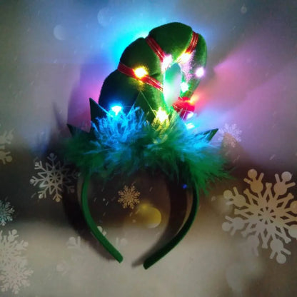 European And American Children'S Hair Accessories Elves Hat Christmas Hairband Halloween Funny European And American LED Light Headdress Spot Wholesale