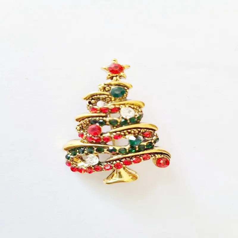 Christmas Brooch Crutches Elk Snowflake Snowman Christmas Tree Wreath Bell Boots Pin Corsage Hot Sale