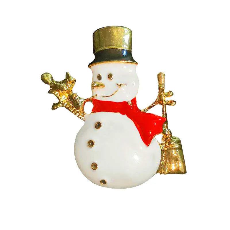 Christmas Brooch Crutches Elk Snowflake Snowman Christmas Tree Wreath Bell Boots Pin Corsage Hot Sale