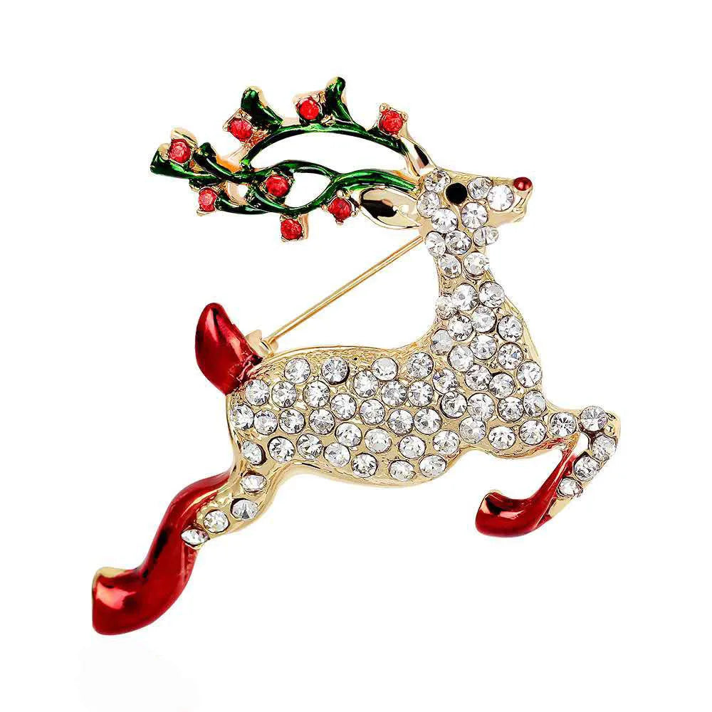 Christmas Brooch Crutches Elk Snowflake Snowman Christmas Tree Wreath Bell Boots Pin Corsage Hot Sale