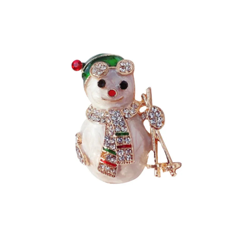 Christmas Brooch Crutches Elk Snowflake Snowman Christmas Tree Wreath Bell Boots Pin Corsage Hot Sale