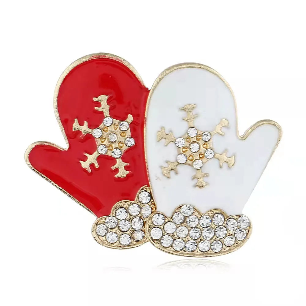 Christmas Brooch Crutches Elk Snowflake Snowman Christmas Tree Wreath Bell Boots Pin Corsage Hot Sale