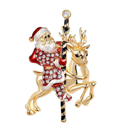 Christmas Brooch Crutches Elk Snowflake Snowman Christmas Tree Wreath Bell Boots Pin Corsage Hot Sale