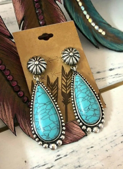 European And American Creative Drop-shaped Turquoise Exaggerated Earrings