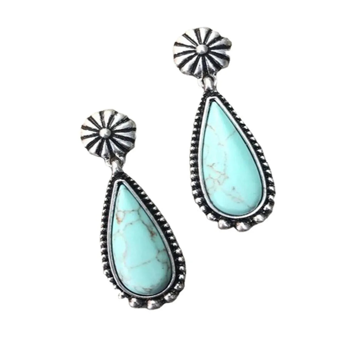 European And American Creative Drop-shaped Turquoise Exaggerated Earrings