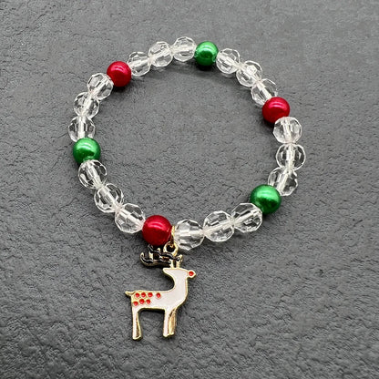 Hot Christmas Bracelet Holiday Santa Claus Bracelet Snowflake Bell Elk Bracelet Elastic Bracelet