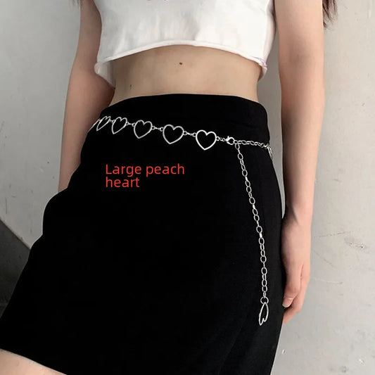 Jewelry Simple New Hollow Love Size Peach Heart Waist Decoration Cold Style Hip-Hop Pants Chain Waist Chain