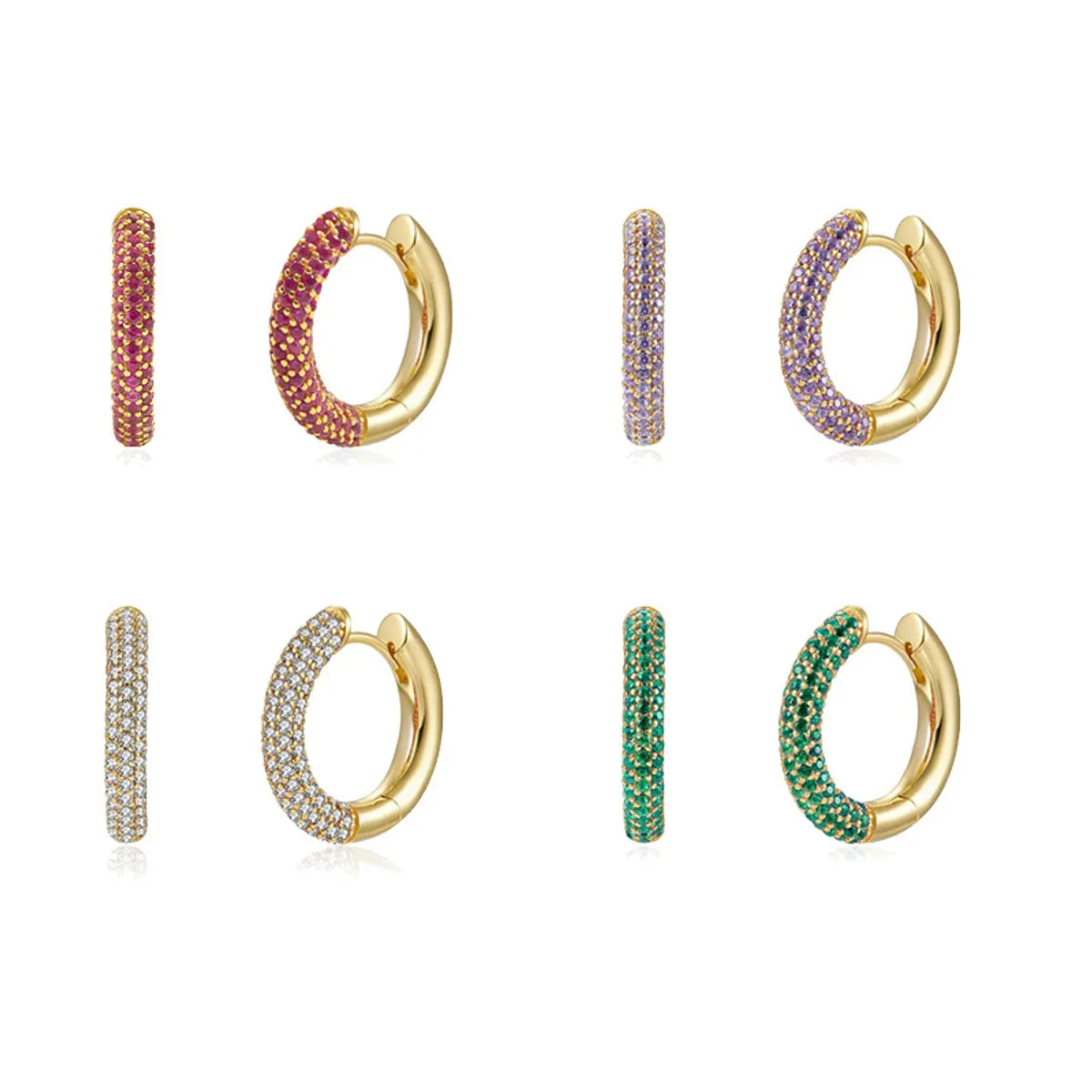 European And American Cross-border Single Geometric Circle Multicolor Inlaid Zircon Copper Earrings