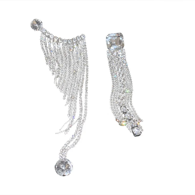 European And American Exaggerated Diamond Tassel Alloy Earrings Wholesale