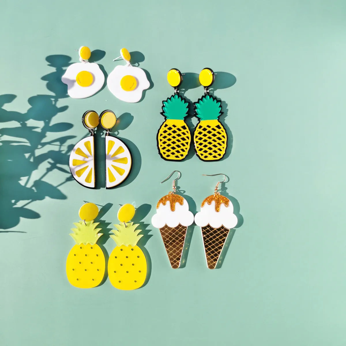 European And American Fashion Acrylic Egg Ice Cream Lemon Strawberry Earrings