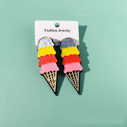 European And American Fashion Acrylic Egg Ice Cream Lemon Strawberry Earrings