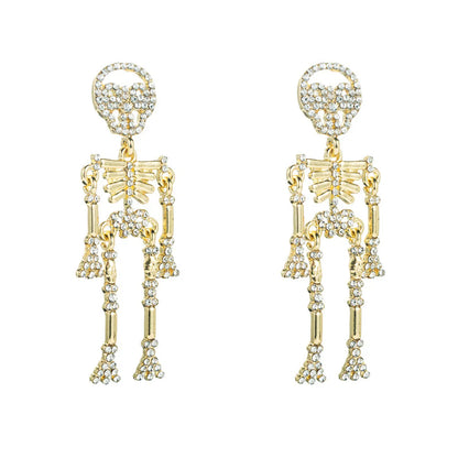 Fashion Skull Diamond Alloy Artificial Gemstones Earrings