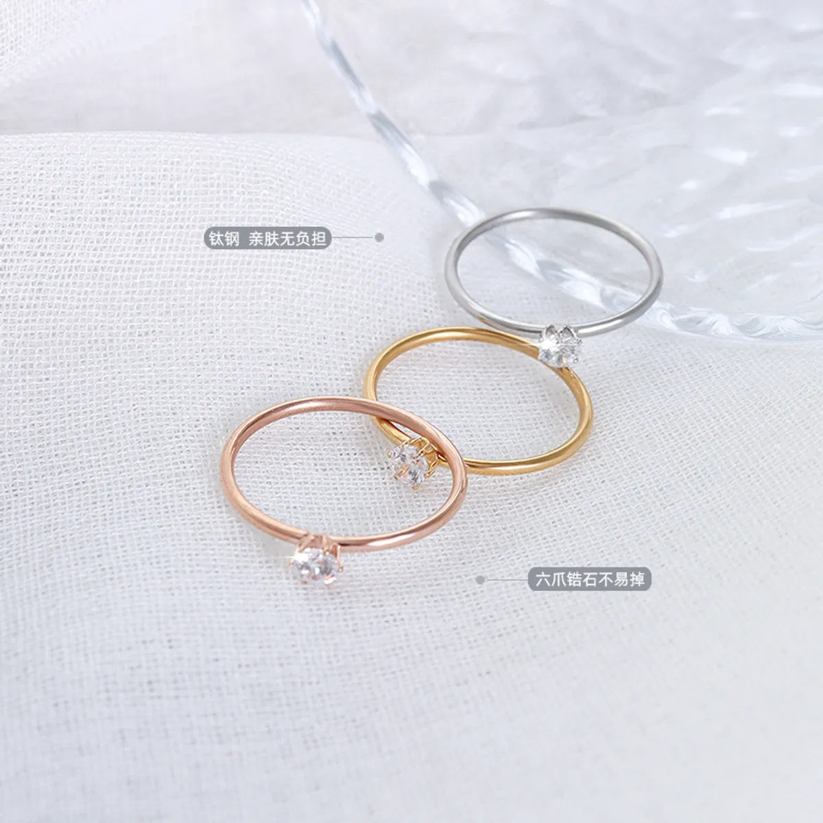 Fashion Geometric Titanium Steel Plating Zircon