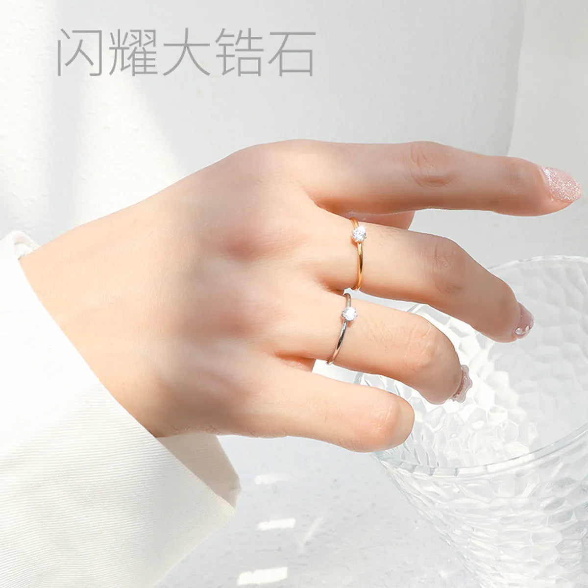 Fashion Geometric Titanium Steel Plating Zircon