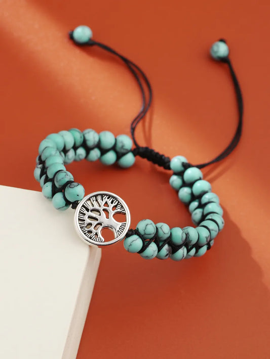 European And American Fashion Hand-woven Bracelets Bohemian Natural Turquoise Beaded Bracelet