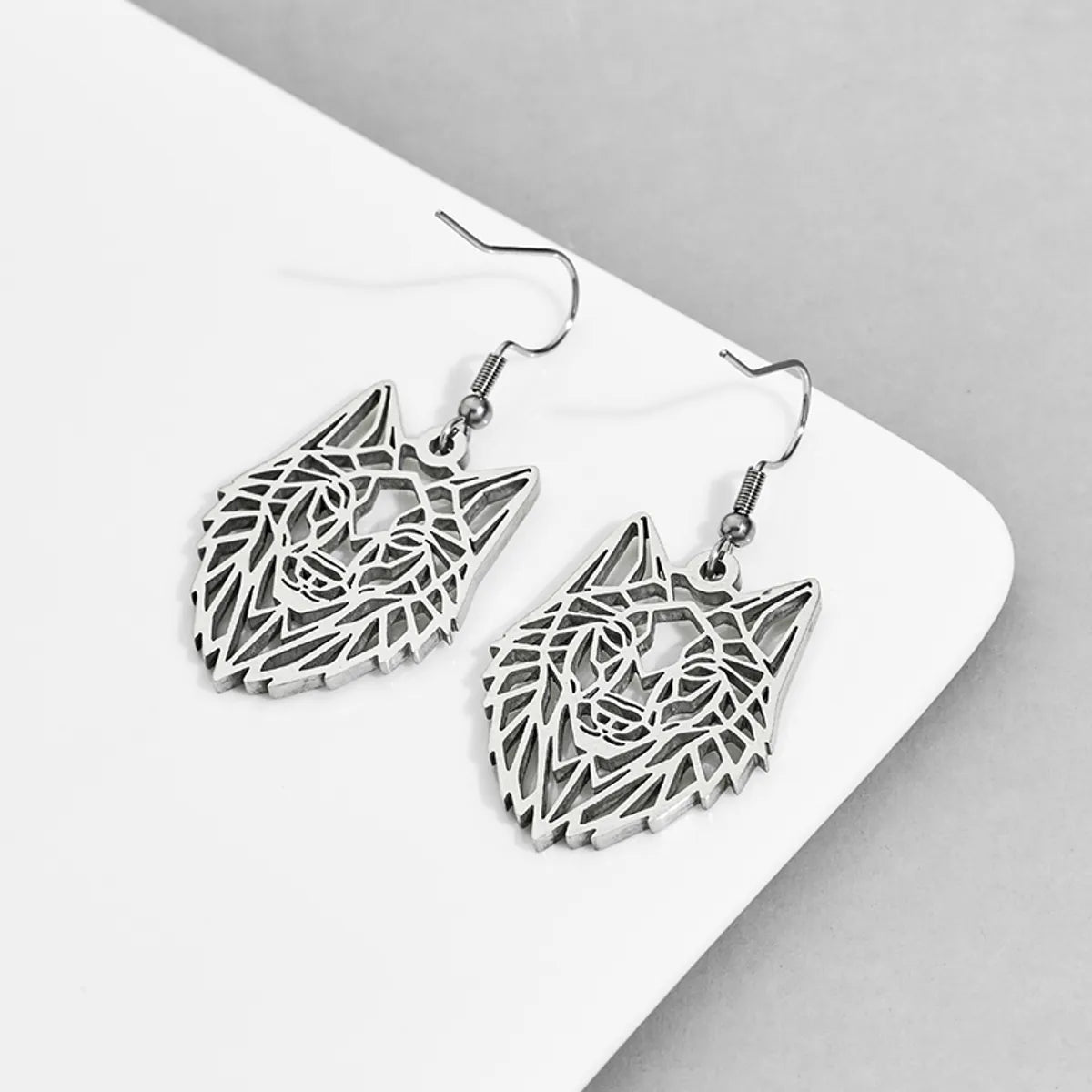 1 Pair Simple Style Wolf Plating Stainless Steel Drop Earrings