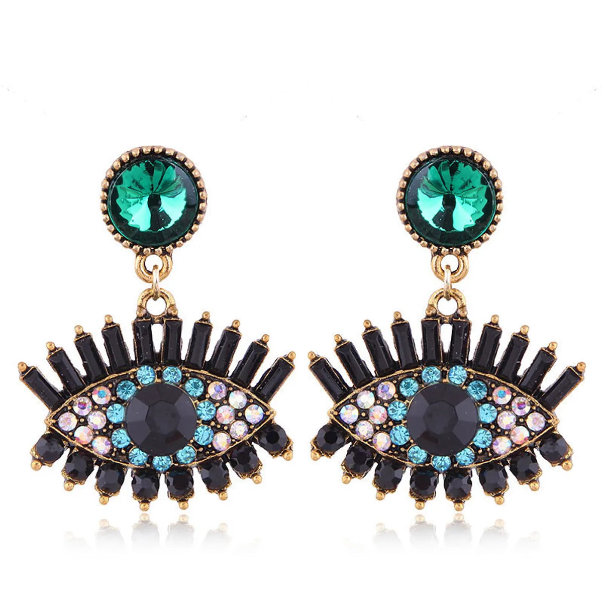 European And American Fashion Metal Diamond-Studded Devil'S Eye Exaggerated Earrings