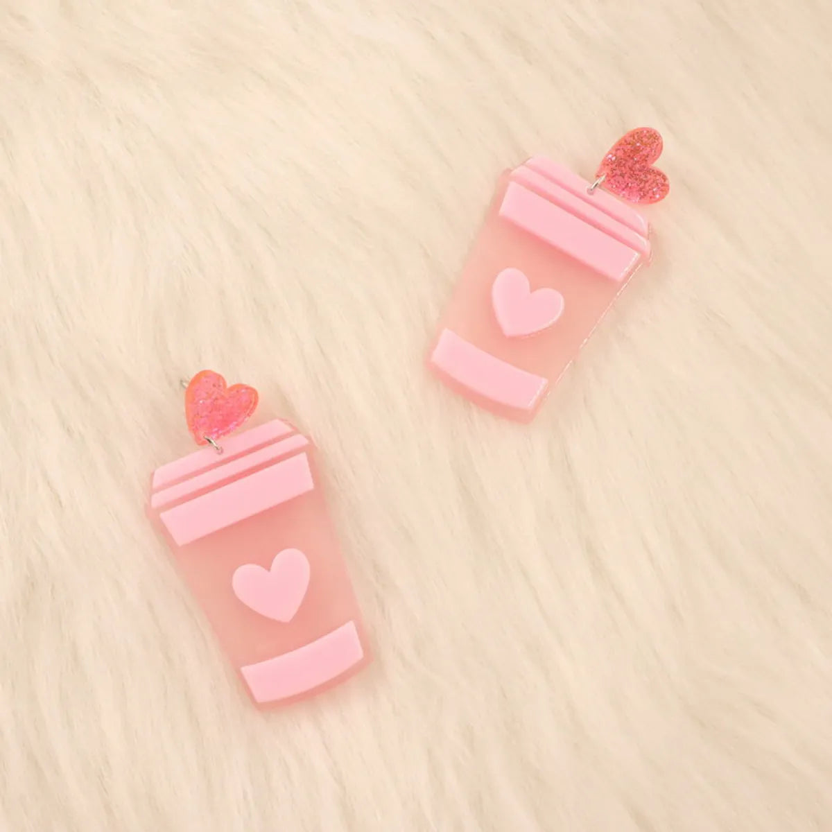 European And American Fashion Personality Creative New Heart Milk Tea Acrylic Earrings