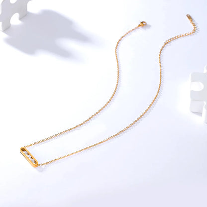 European And American Fashion Personality Simple And Versatile New Jewelry Stainless Steel Zircon Long Hollow Collarbone Necklace