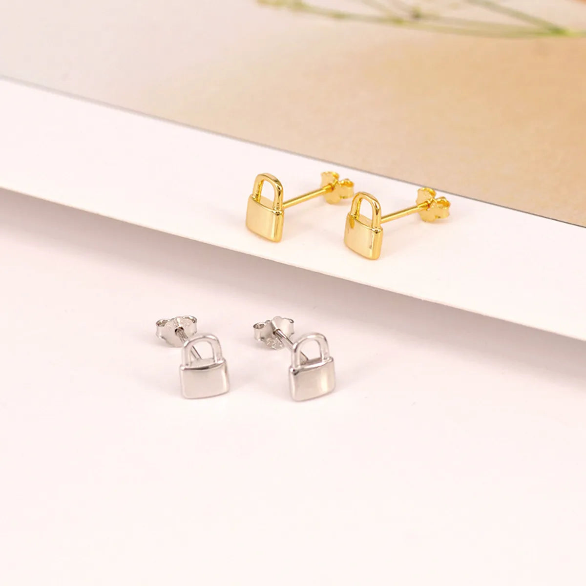 European And American Fashion Personality Small Lock Key-shaped Copper Earring