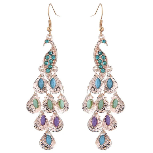 European And American Fashion Simple Metal Accessories Peacock Exaggerated Earrings Wholesale